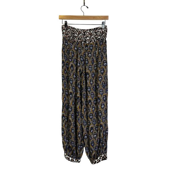 Anthropologie Pants Womens XXS Multicolor Smocked Waist Animal Print Hippie Boho - Picture 8 of 11